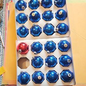 Blue and Christmas Ornaments Set